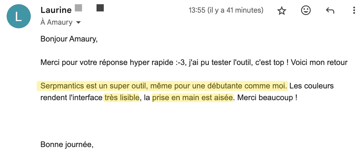 Résultats Laurine